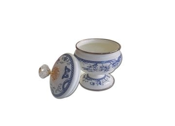 emaye vintage baharatlık şekerlik 3^lü seti mavi