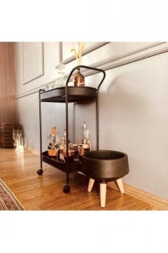 Servis Arabası Siyah 80x46x32 cm