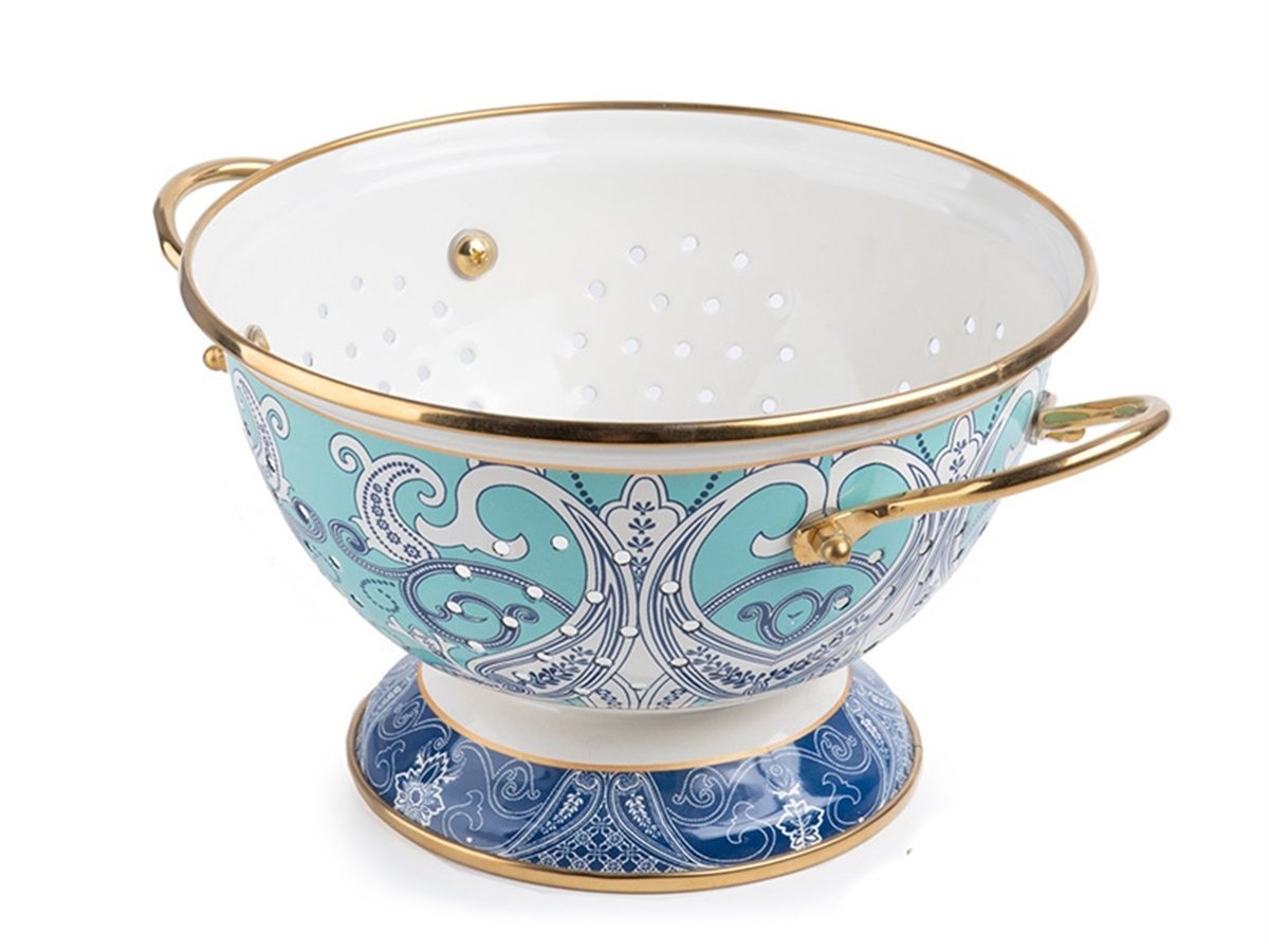 Emaye Diamond Blue Ayaklı Süzgeç