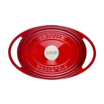 LAVA DÖKÜM OVAL TENCERE ÖLÇÜ 22X28CM KIRMIZI
