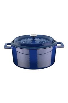 LAVA DÖKÜM YUVARLAK TENCERE. TRENDY ÇAP(Ø)24CM. - MAVİ