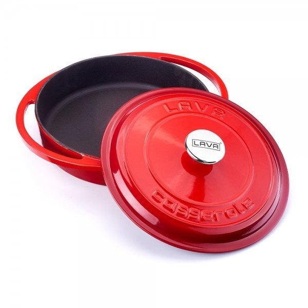LAVA DÖKÜM ÇOK AMAÇLI YAYVAN TENCERE ÇAP(Ø)28 KIRMIZI