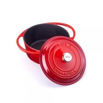 LAVA DÖKÜM YUVARLAK TENCERE ÇAP(Ø)20CM KIRMIZI