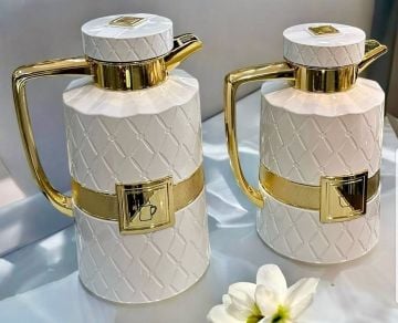LÜKS TERMOS CAM 2 Lİ SET BEYAZ GOLD