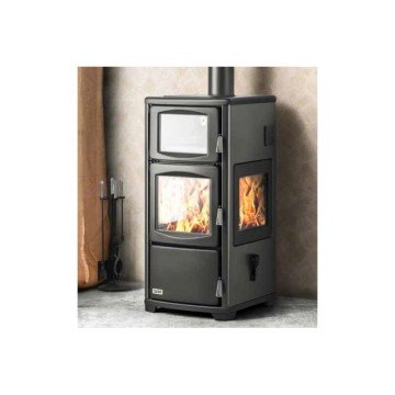 KALORİFER SOBASI 3 CAMLI KATI YAKITLI KUZİNELİ ŞÖMİNE SOBA