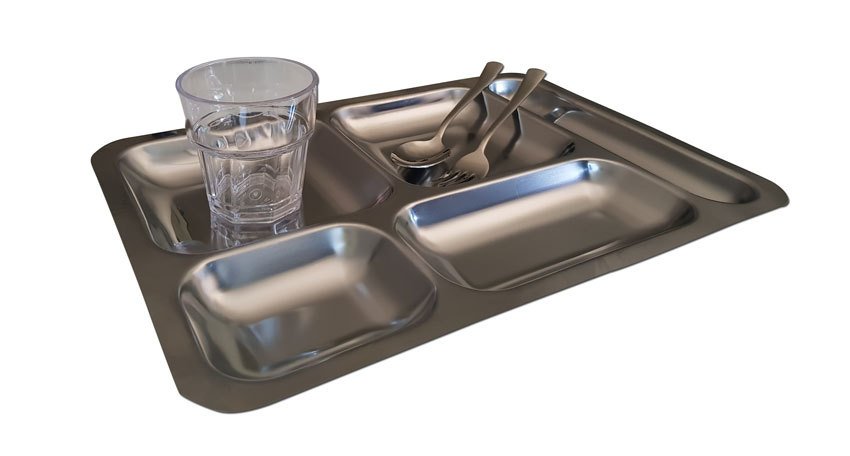 12 ADET Self servis Tabldot Tabağı - TABLDOT TABAĞI +KAŞIK +ÇATAL +KIRILMAZ BARDAK