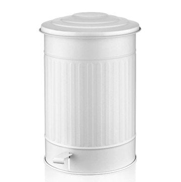 37 LİTRE METAL BOYALI PEDALLI KAPAKLI CÖP KOVASI BEYAZ ÇAP 32 cm