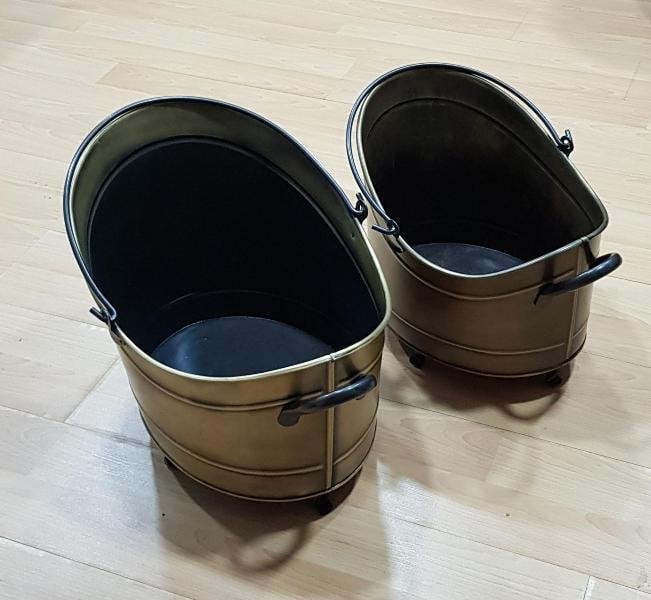 ANTİK ESKİTME ODUN KOVASI 2 Lİ SET