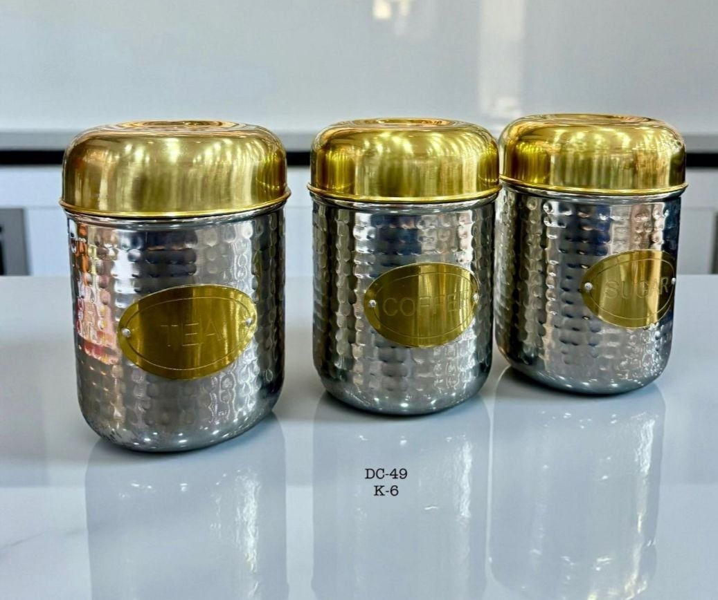 ÇELİK SAKLAMA  TEA SUGAR COFFEE 3 LÜ SET
