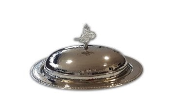 Bakır İskender Tabağı Dekoratif Kapaklı İki Porsiyon 40x29cm