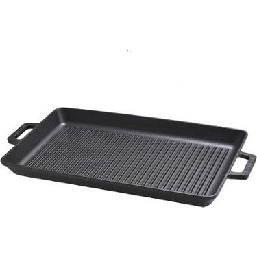 LAVA DÖKÜM IZGARA TAVA, METAL KULPLU. ÖLÇÜ 26X45CM