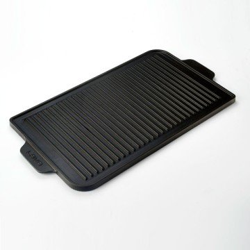 LAVA DÖKÜM GRİDDLE, BİR TARAFI DÜZ DİĞER TARAFI IZGARA YÜZEYLİ, METAL KULPLU. ÖLÇÜ 26X47CM.