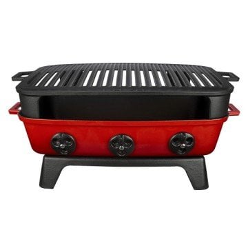 LAVA DÖKÜM MANGAL, ALT STAND, GÖVDE VE ÜST IZGARA DAHİL KOMPLE. ÖLÇÜ 36X45CM - KIRMIZI