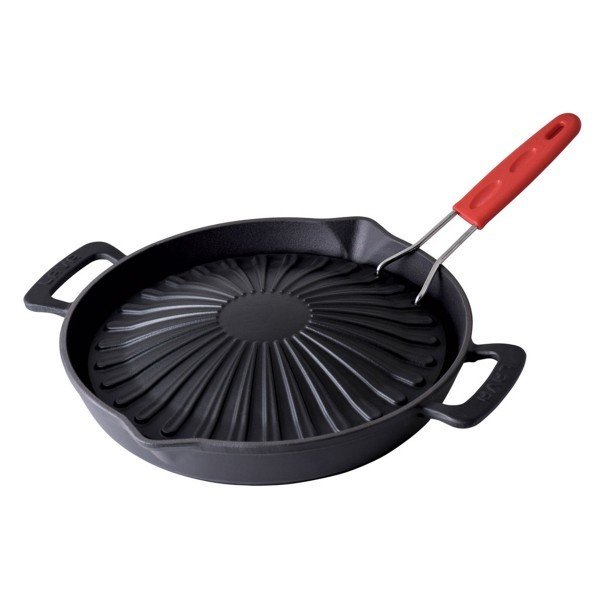 LAVA DÖKÜM HARİCİ GRİLL DÖKÜM TABLALI TAVA. METAL KULPLU TAVA VE HARİCİ SAPLI GRİLL PLATE. ÇAP(Ø)32CM.