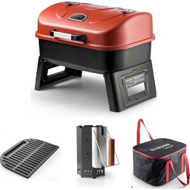 Guruss Go & Grill Barbekü mangal TAMSET OKSİT KIRMIZI