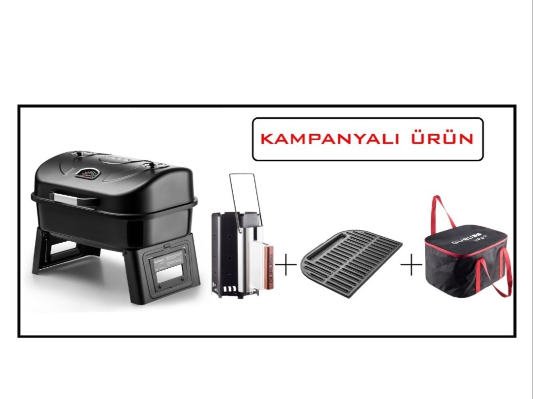 Guruss Go & Grill Barbekü mangal TAMSET Siyah