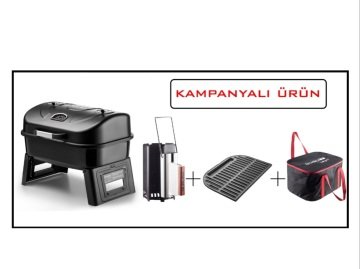 Guruss Go & Grill Barbekü mangal TAMSET Siyah