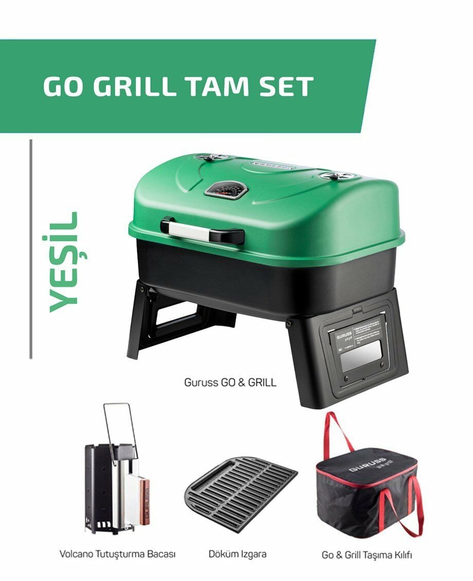 Guruss Go & Grill Barbekü mangal TAMSET YEŞİL