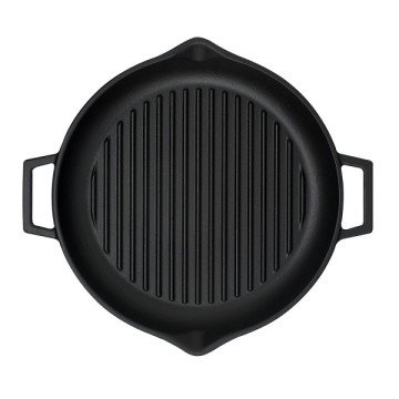 LAVA DÖKÜM YUVARLAK IZGARA TAVA, METAL KULPLU. ÇAP(Ø)30CM.