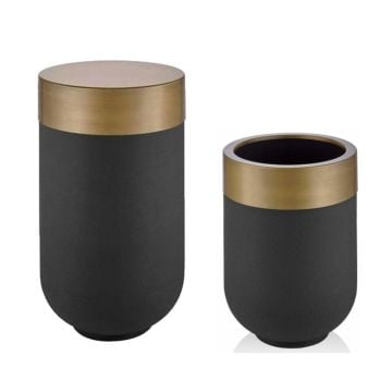 DEKORATİF ESKİTME BLACK İKİLİ SET SAKSI +SEHPA 70 CM / 60 CM