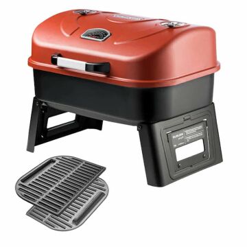 GURUSS Go & Grill Barbekü Mangal +2 ADET DÖKÜM IZGARA OKSİT KIRMIZI