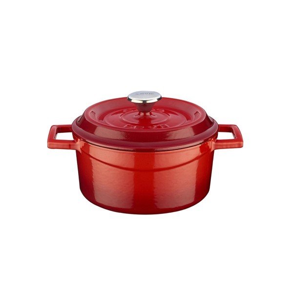 LAVA DÖKÜM YUVARLAK TENCERE. TRENDY ÇAP(Ø) 18CM. - KIRMIZI