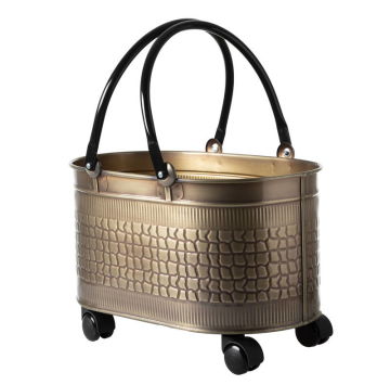 TEKERLEKLİ ODUN KOVASI ESKİTME GOLD 48 cm 