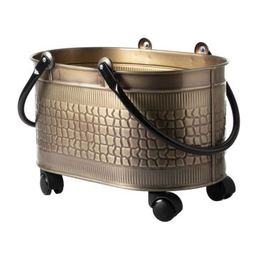 TEKERLEKLİ ODUN KOVASI ESKİTME GOLD 48 cm 