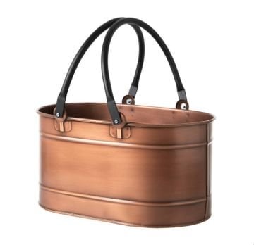 ODUN TAŞIMA KOVASI SEPETİ BAKIR ESKİTME 55 cm 48 cm