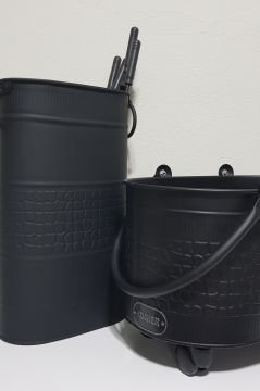 2025 new şömine aksesuar seti mat siyah 55 cm