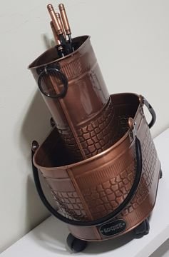 Şömine akseuar seti bakır tekerlekli 55 cm