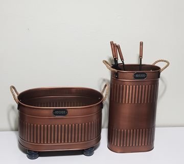 ŞÖMİNE AKSESUAR SETİ BAKIR 48 cm