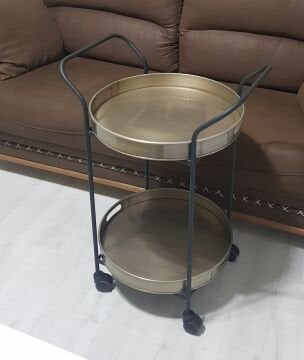 SERVIS ARABASI YUVARLAK  TEPSİ 45 CM Gold