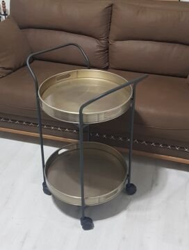 SERVIS ARABASI YUVARLAK  TEPSİ 45 CM Gold