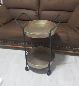 SERVIS ARABASI YUVARLAK  TEPSİ 45 CM Gold