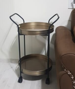 SERVIS ARABASI YUVARLAK  TEPSİ 45 CM Gold