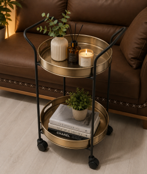 SERVIS ARABASI YUVARLAK  TEPSİ 45 CM Gold