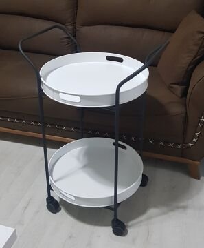 SERVIS ARABASI YUVARLAK  TEPSİ 45 CM Beyaz