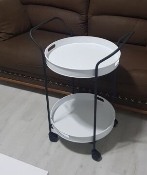 SERVIS ARABASI YUVARLAK  TEPSİ 45 CM Beyaz
