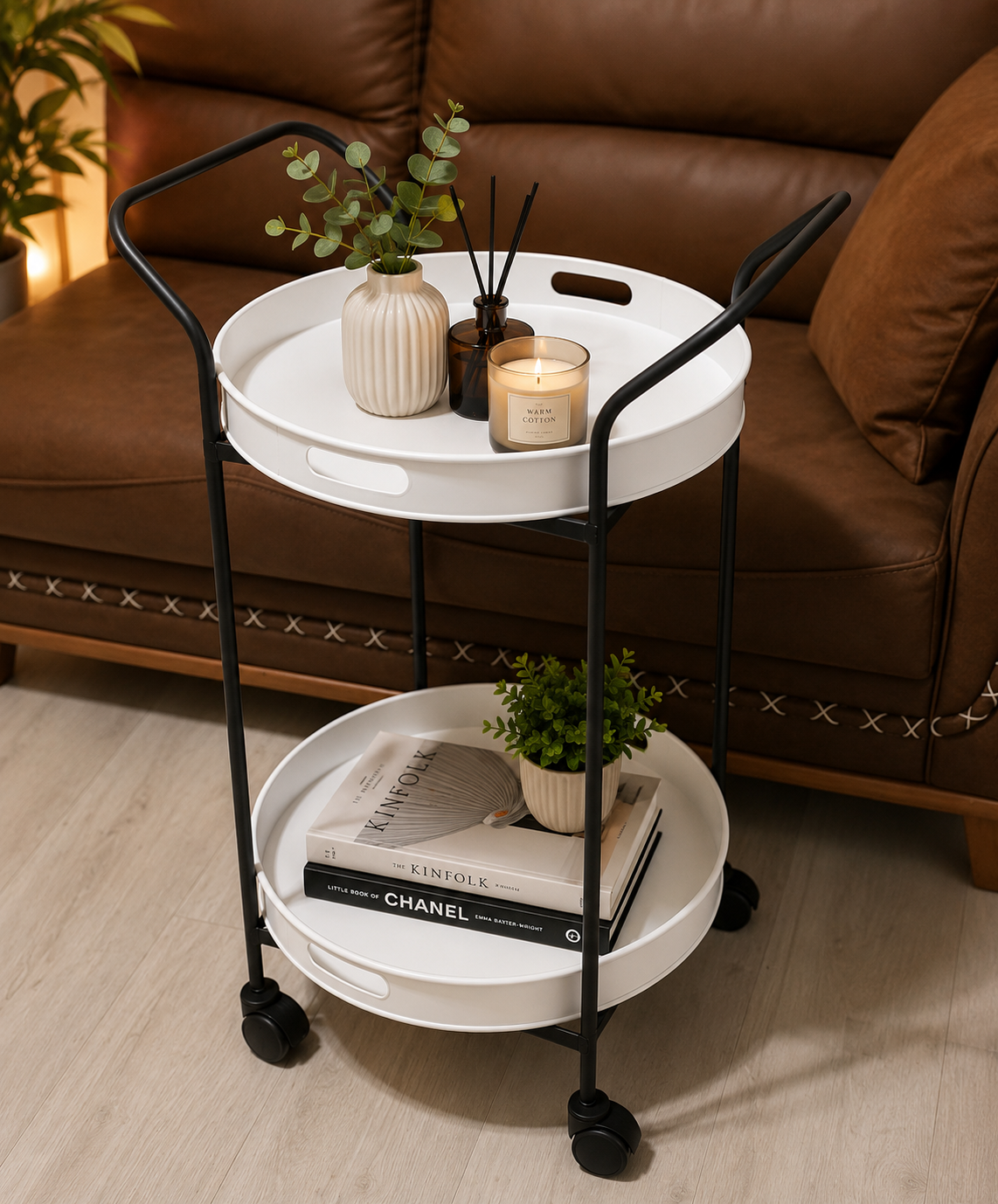 SERVIS ARABASI YUVARLAK  TEPSİ 45 CM Beyaz