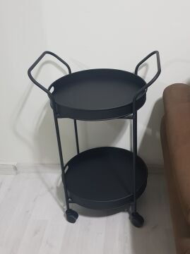 SERVIS ARABASI YUVARLAK  TEPSİ 45 CM MAT SİYAH